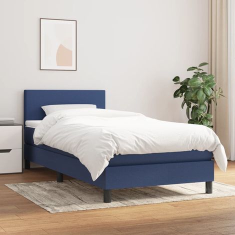 Lit à sommier tapissier avec matelas - Lit Adulte - Meuble de Chambre à Coucher - Bleu 80x200 cm Tissu VSGS918941 (1/5)