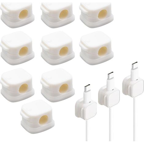 9 Pièce Clips Cable,Magnetic Cable Clips,Accroche Cable,Clips Cable Adhesif,Cable Clips,Support Cable,Pince Cable,Accroche Cable Adhésif,pour Câble de Chargement,HDMI,USB,Câble Audio(Blanc)