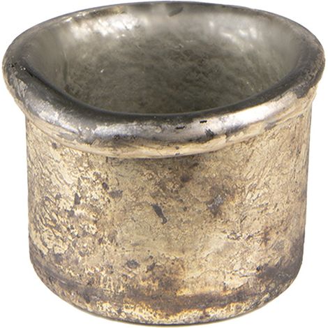 Photophore en Verre Doré pour Bougie Chauffe-Plat Style Baroque Fait Main Ø 8 x 7 cm - PANGIVO (1/2)