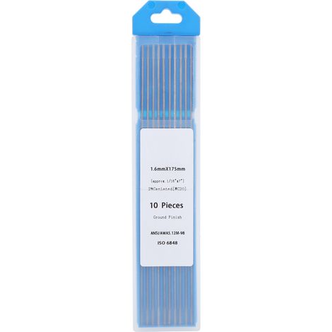 Lot de 10 électrodes tungstène WC20, aiguilles d'arc pour soudage fin acier aluminium, gris, Ø1,6 mm. (1/5)