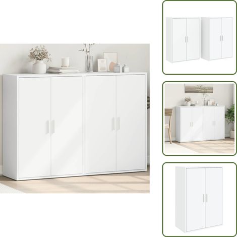 Sideboards 2 Stk. Weiß 60x31x84 cm Holzwerkstoff - Schreibtisch - Wohnzimmermöbel - Regal - Sideboard - Holzschrank (1/5)