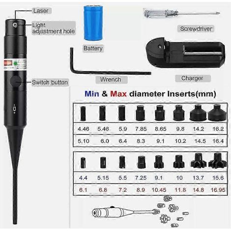 Kit de visée laser. Pointeur laser. collimateur. viseur universel. calibre .22 à 12GA. Pile incluse.