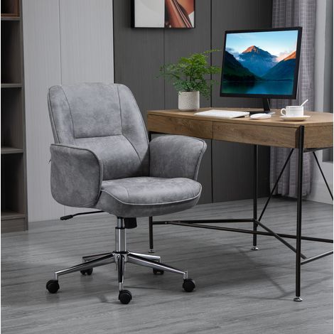Bürostuhl 67x69x92-102 cm hellgrau aus Polyester mit ergonomischem Design und Wippfunktion (1/5)