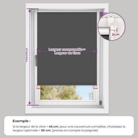 Store Enrouleur Occultant sans Perçage Gris Foncé 55 x 130 cm Isolant Thermique pour Fenêtre et Porte, Installation Facile (1/4)