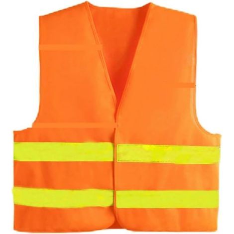 SEIWEI Gilet de sécurité, tissu en maille, vêtements réfléchissants, veste de transport routier pour travaux de péage, travail volontaire (orange/jaune) (1/4)