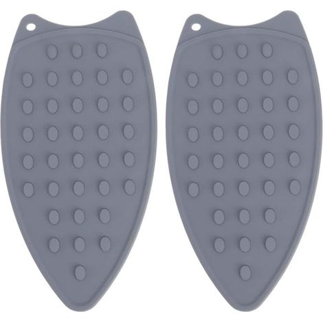 Coussin Repose-Fer en Silicone 2 Pièces Coussin Repose-Fer Résistant à la Chaleur pour Planche à Repasser Fer à Vapeur (Gris) (1/5)