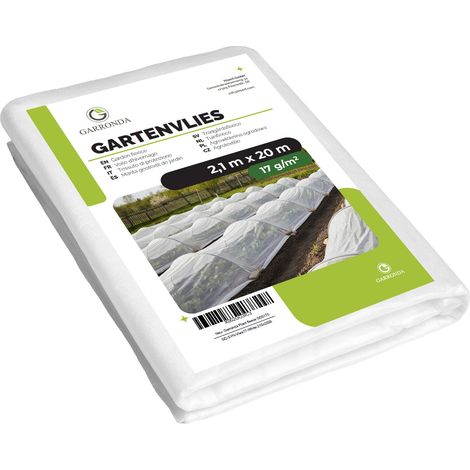 Garronda Pflanzenschutzvlies Gartenvlies Abdeckvlies 17 g/m² 2,1 m x 20 m Weiß für Frostschutz Pflanzen und Pflanzenschutz im Garten für Frühbeet und Gemüsebeet atmungsaktiv UV-beständig GD-0175