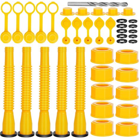 DOLASO Gaskanister-Ersatzauslauf, Benzinkanister-Düse, (5er-Set – Gelb), flexible Ausgießdüse, passend für die meisten 1/2/5/10 Gallonen Ölkanister, Ersatz für Benzinkanister-Ausgießer (1/5)