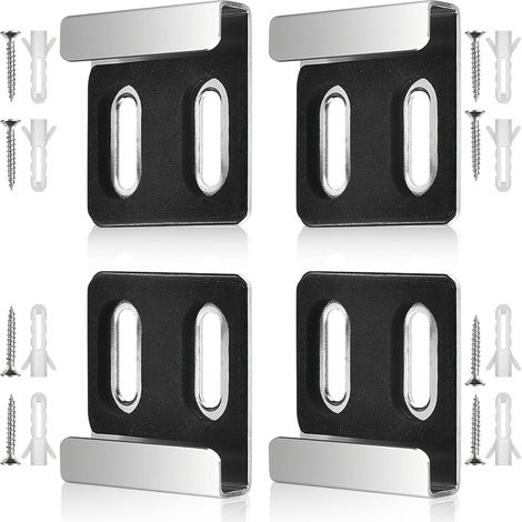 4 Pièces Fixation Miroir, Double Trous Pinces Miroir Métal, Argent Fixation Mural pour Miroir, Robuste et Durable, pour Miroirs de 4 à 6 mm D'épaisseur (1/5)