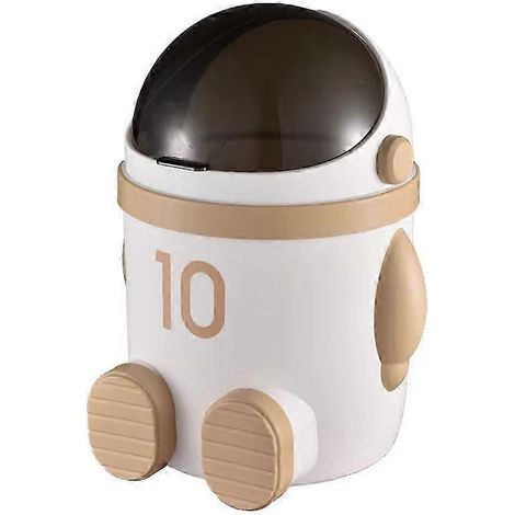 Poubelle à couvercle sur le thème des astronautes, grande capacité, pour salon et chambre - Décoration intérieure, marron clair RK (1/5)