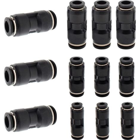 12 Pièces Raccords Rapides Pneumatiques,Union Droite en Plastique Connect, Noir Pousser le Connecteur Rapide, Convient pour L'équipement Trachéal (1/3)
