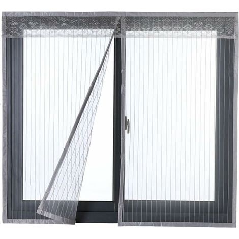 Moustiquaire de Porte Ou Fenetre Magnetique Rideau Moustiquaire De Porte Avec Aimants Gris 120x130cm (1/5)