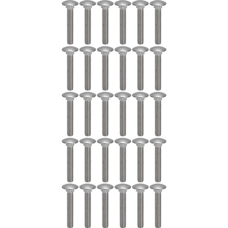 Boulon à vis M8x1.25 A2, 30 pièces, tasse carrée en acier inoxydable, boulons de chariot à filetage grossier DIN603M8x50 (1/5)