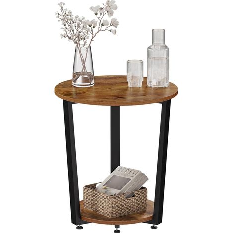 WOLTU Mesas bajas de salón de aglomerado y metal Mesa de centro moderna vintage en marrón y negro (1/5)