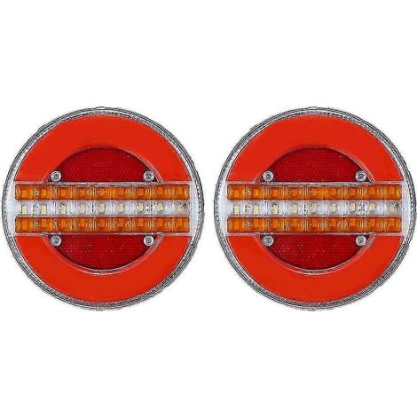Lot de 2 feux arrière dynamiques LED 4 pouces pour remorque, 24 V, pour camion, camion, bateau. Feux de freinage LED ronds de type « hamburger » pour eau. (1/5)