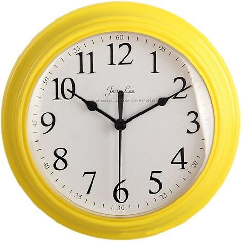 Horloge murale silencieuse, horloge jaune, horloge murale silencieuse sans tic-tac, horloge murale numérique, horloge murale à piles, 25 cm (10 pouces) -KK (1/2)