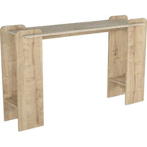 Consolle 2 ripiani Naturale chiaro ed Effetto travertino beige - OSENYA (1/5)