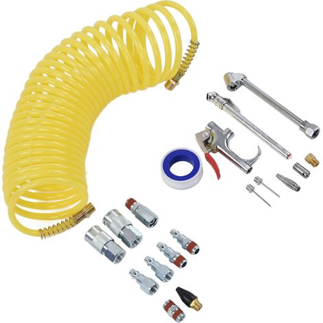 Kit Flexible de Flexible d'Air Comprimé avec Connecteurs Industriels 1/4 NPT, Raccords Rapides et Pistolet de Gonflage (1/5)