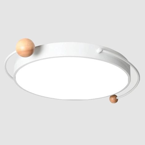 Round, ultra-bright LED ceiling light for children, wood design, macaron shape, dimmable, recessed installation, for office, entryway, bedroom, white (1/5)