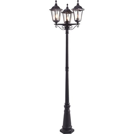 Endon Burford - Lampada da terra da esterno 3 luci Vernice nero opaco, vetro IP44, attacco E27