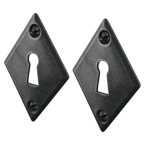 Ouvre&Déco – 2 rosaces de poignée de porte losanges Ellix entrée de clé, Fer aspect patiné