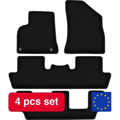 Tapis de voiture, sur mesure pour Peugeot 5008, fibre synthétique durable, noir (1/5)