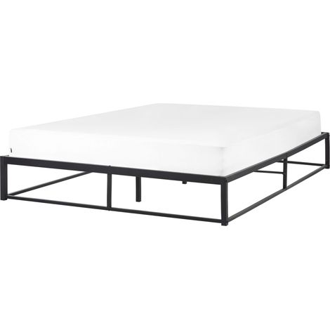 Cama industrial moderno marco de metal doble listones incorporados sin reposacabezas 160 x 200 cm negro Viry