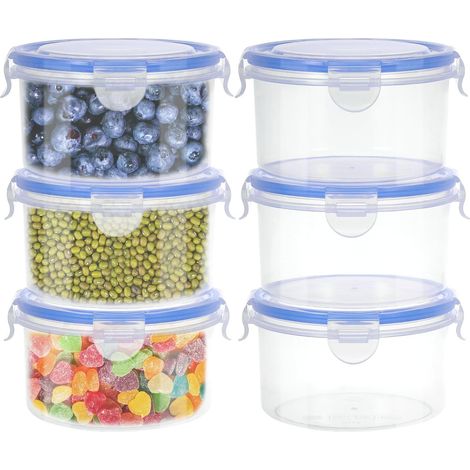Lot de 6 Boite Hermetique Alimentaire 600ML, Plastique Boite de Conservation Alimentaire avec Couvercle Rond, Anti-fuite, Empilable et Durable, Micro-ondes, Congélateur, Passe au Lave-Vaisselle (1/5)