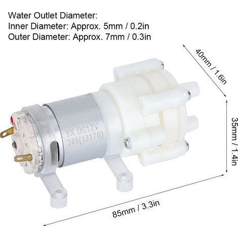 365 DC 6-12V Membranpumpe, Miniatur-Wasserpumpe für Aquarien (1/5)