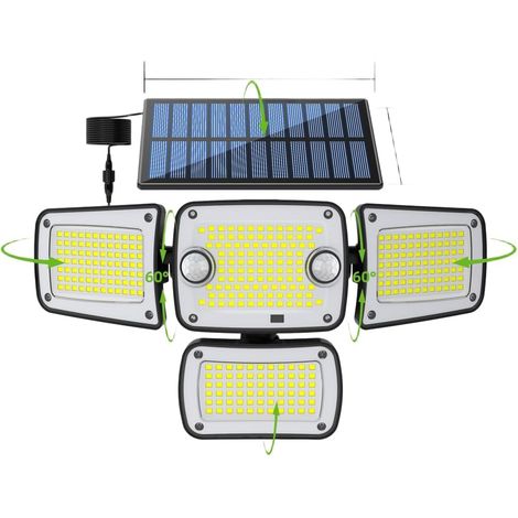 Lampe LED solaire d'extérieur haute luminosité étanche pour cour, routes, murs, jardin, éclairage de sécurité (B)
