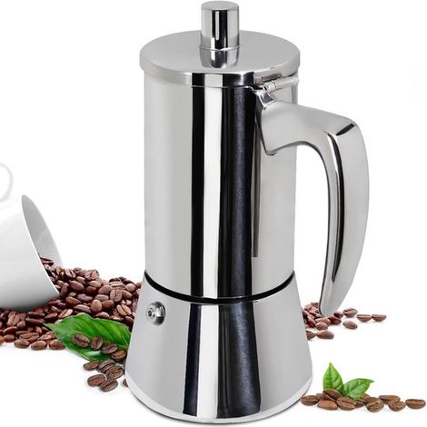 Cafetière italienne de 300 ml (6 tasses) en acier inoxydable 304, compatible avec les plaques à induction, portable et facile à utiliser. (1/5)