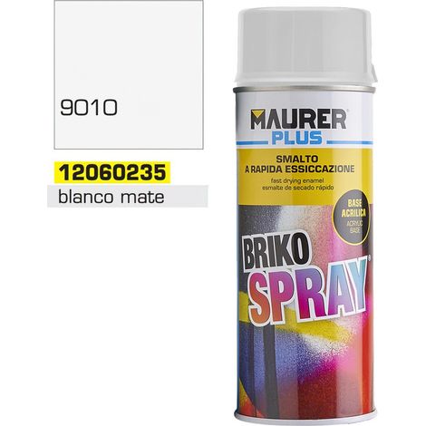 MAURER spray pintura blanco mate 400 ml. , Spray blanco mate. - Capacidad: 400 ml.- RAL: 9010.- Esmalte acrílico de usos profesionales.- Excelentes prop (1/3)