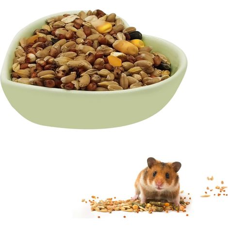 Bol à nourriture en céramique pour hamster, 80 g, durable en forme de cœur, pour hamsters/oiseaux/serpents/tortue, facile à laver et empêche le basculement (vert, 1 pièce)