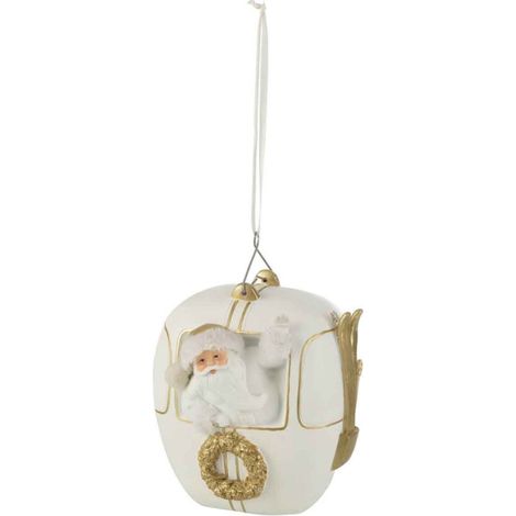Boule de Noël "Téléphérique" 20cm Blanc & Or (1/2)