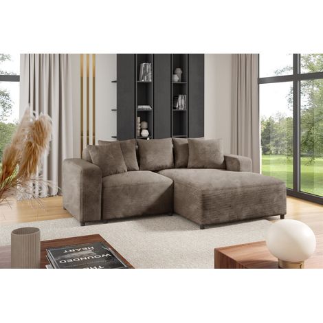 Ecksofa Designersofa Sofa MEGAN XS in Stoff Poso Cappuccino Ottomane Rechts (1/2)