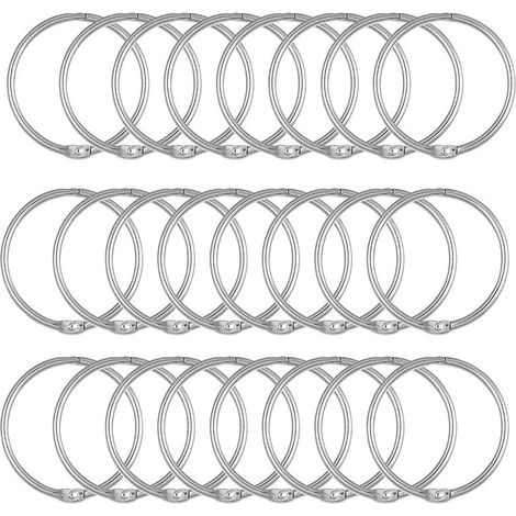 Argent - 24 anneaux de rideau de douche, crochets de rideau de douche antirouille pour salle de bain, anneaux de rideau de douche ronds décoratifs et crochets de tringle à rideau de douche (1/4)