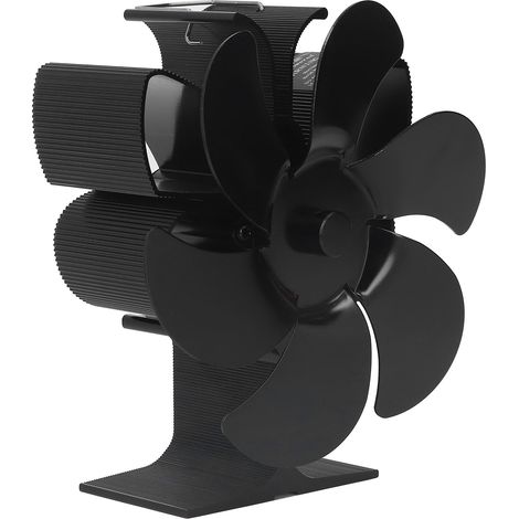 Ventilateur de poêle 6 pales auto-démarrage haute température résistant et économe en énergie, noir, diamètre 152mm (1/5)
