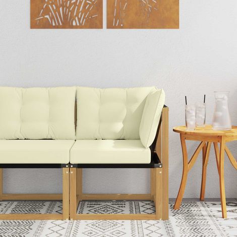 vidaXL Outdoor Corner Sofa Solid Acacia Wood and Textilene Fabric