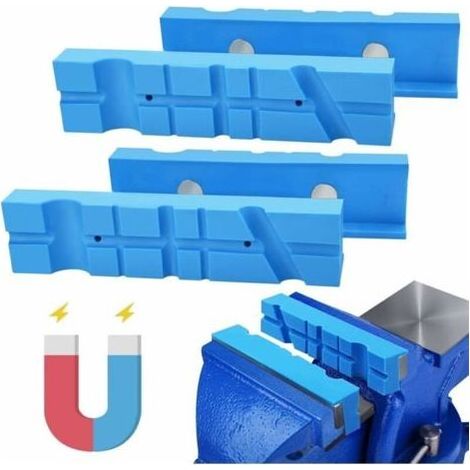 2 PCS Protection d'Étau Magnétique en TPU Mors de Protection pour Étau Souple Protège-mâchoires d'Étau Magnétique Bleu pour Étau d'Établi Fixations, Perceuses, Fraiseuses(14 3.6 3.2cm) (1/4)