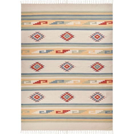 Teppich APARAN Beige 140 x 200 cm Baumwolle Kelim