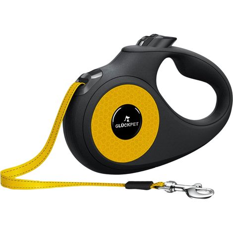 Laisse extensible et rétractable pour chien de 5 m avec bouton de verrouillage et poignée ergonomique, taille L, Glückpet (1/5)