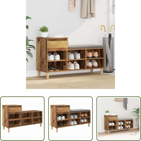 vidaXL Holzschrank - Schuhschrank Altholz 102 x 36 x 60 cm Holzwerkstoff (1/5)