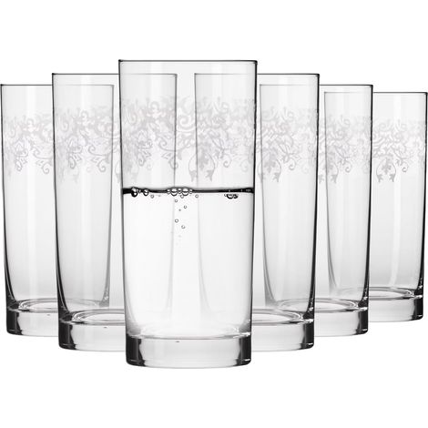 Verres Long Drink 390 ml Lot de 6 Collection Krista Deco Cristal Sans Plomb Design Élégant avec Motif Transparent (1/5)