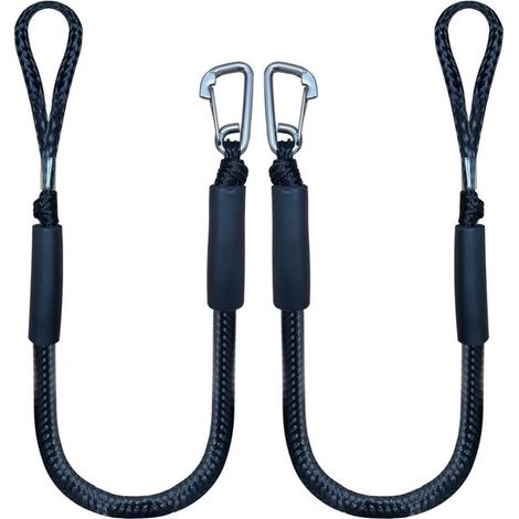Cuerda elástica de amarre con gancho para barco, 1,2 m (4 pies), paquete de 2 unidades, color negro. (1/5)
