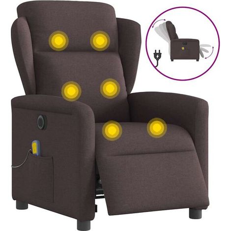 Fauteuil inclinable de massage électrique en tissu marron foncé (1/5)