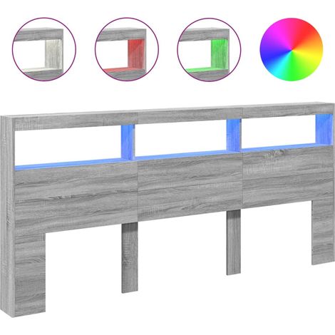 Maison Exclusive - Cabecero de cama con luz LED gris Sonoma 220x1