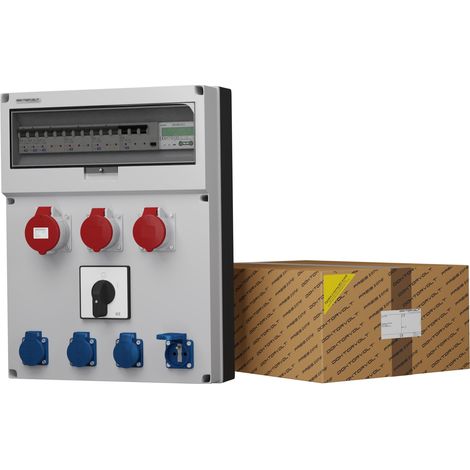 Tableau électrique de chantier avec compteur MID et disjoncteur GR-S/FI 32 A 2x16 A 4x230 V Doktorvolt® DV-0465-F (1/3)