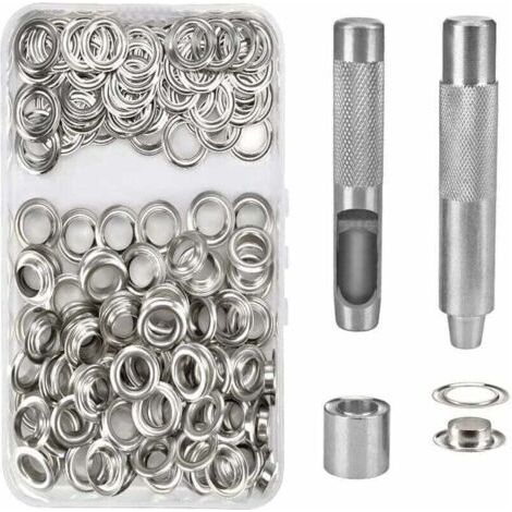 100 Oeillets Kit Oeillets Outils Métalliques Oeillet Kit 14mm Oeillet Oeillet Kit pour Toile Bâche Tente Réparation Argent..DEBUNS