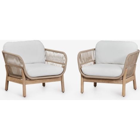 Confezione da 2 poltrone da giardino Karvia in alluminio e legno di acacia SKLUM             (1/5)