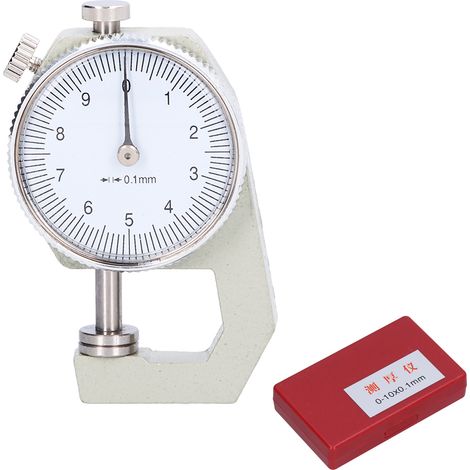 Jauge d'épaisseur à cadran rond 0-10mm, précise et robuste pour papier, tuyau, planche, en métal et plastique durable. (1/5)